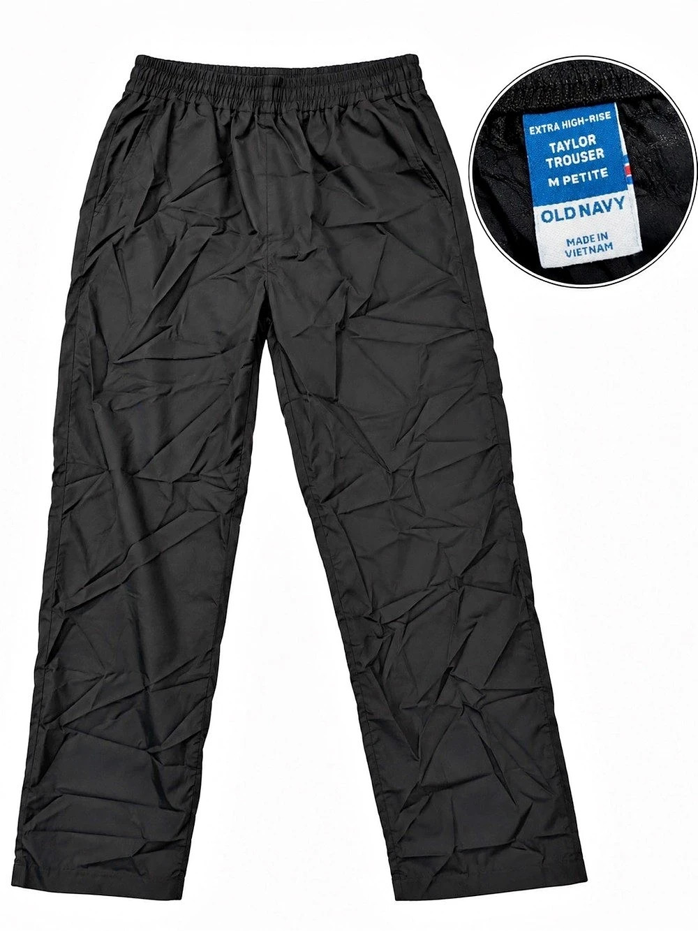 Old Navy Extra High-Waisted Taylor Trouser Black Quilted Pants Medium
